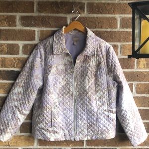 Chico's size 3 Lavender and Tan Quilted Jacket
